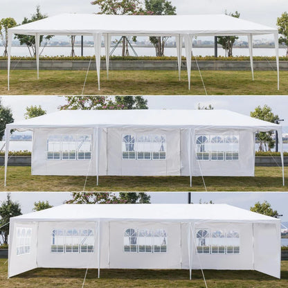 OverPatio 10'x30' Canopy Tent Outdoor Gazebo Tent with 5 Sidewalls White