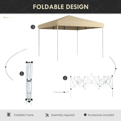 GVN Backyard Garden Canopy, Camping Canopy Screen Tent,13' x 13' Pop Up Canopy Tent with Height Adjustable, Carry Bag for Outdoor, Garden, Patio, Beige