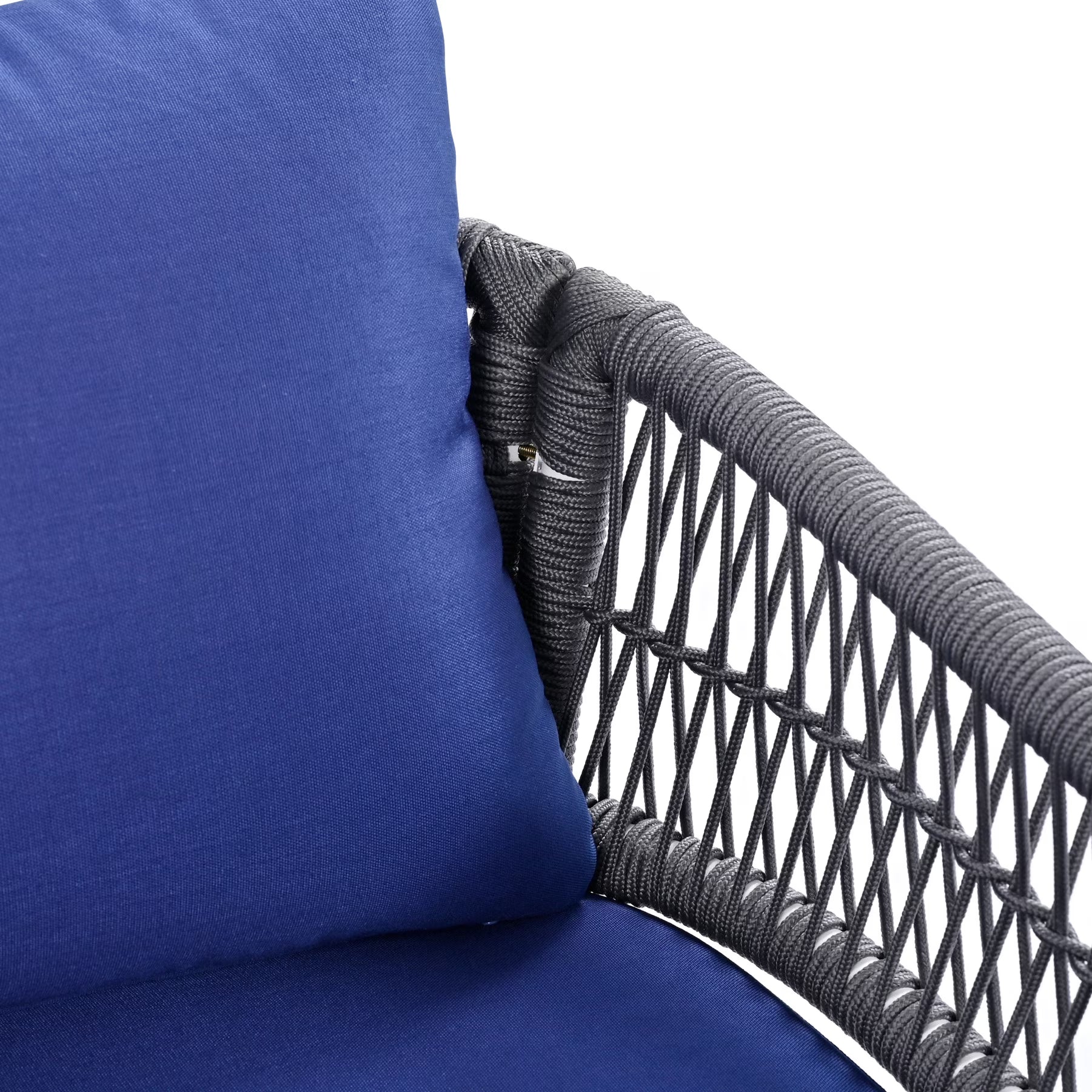 Outdoor Furniture With Thick Cushions & Wood Frame - Beige Rope Patio Fade- Exotic