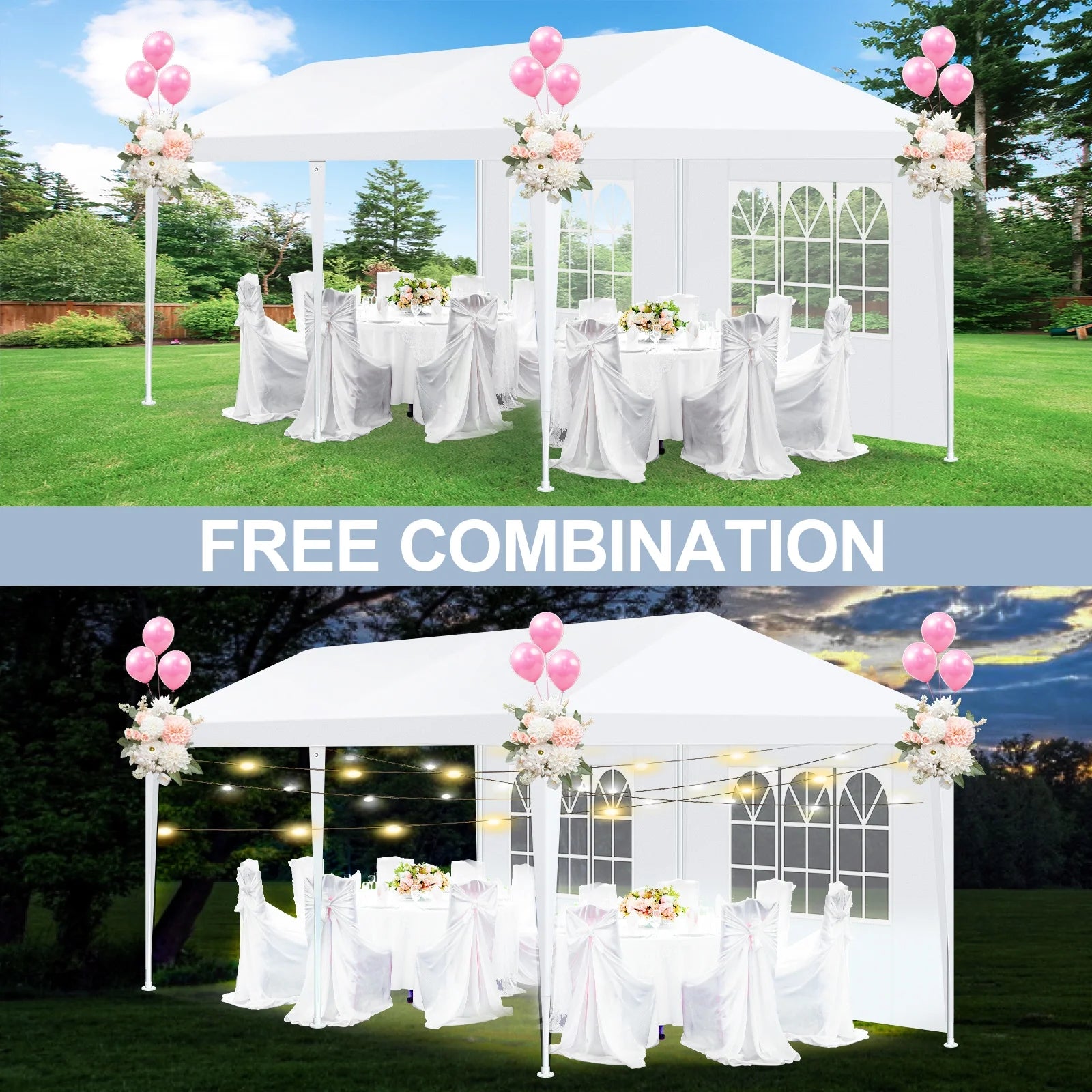 HOTEEL 10'x20' Canopy Party Tent with 4 Removable Sidewalls, Outdoor Tent for Parties, Event Tent, Large Canopy Tent for Weddings, Parties, Patio Camping Gazebo, All Season & Waterproof, White
