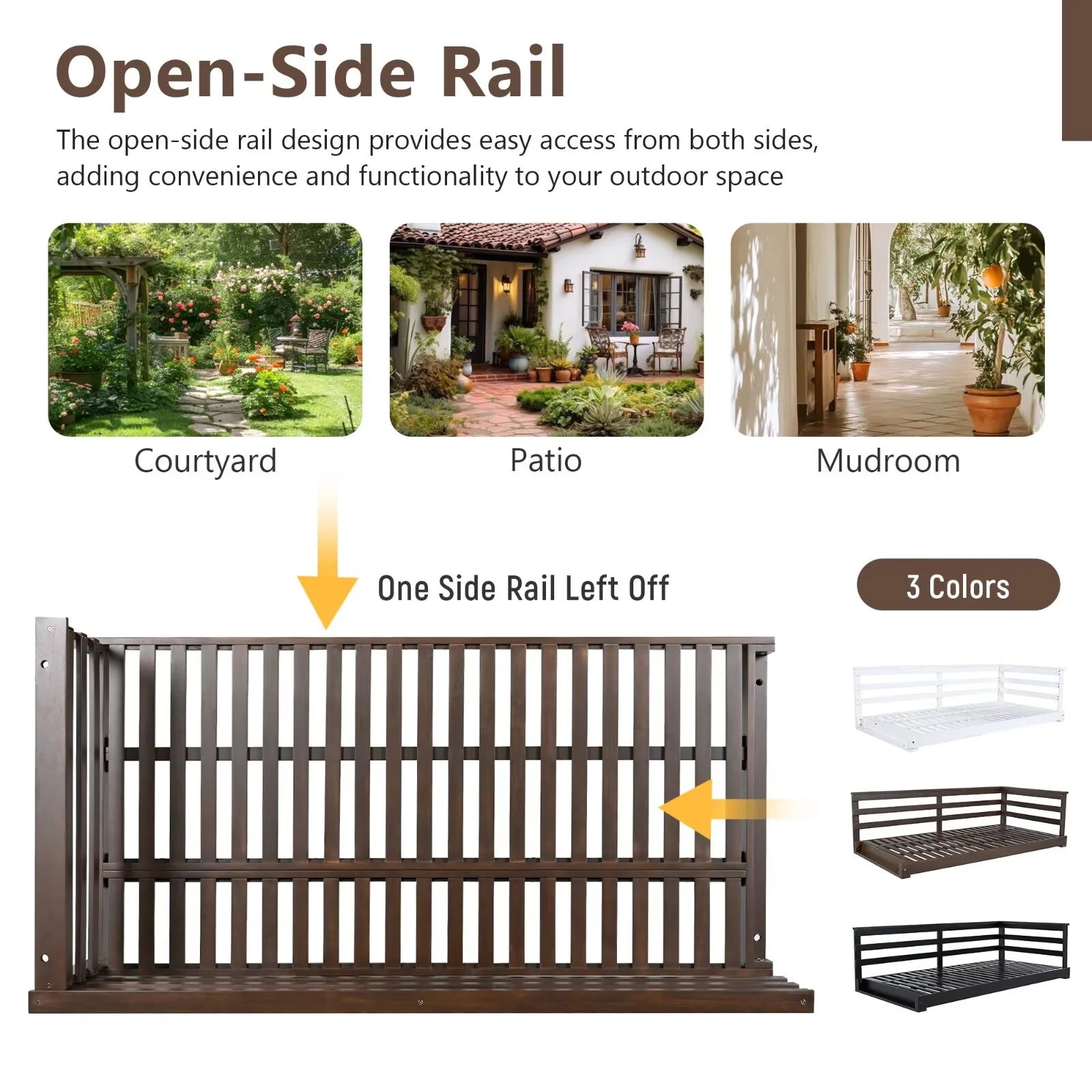 Country Patio Wooden Twin Size Swing Daybed Porch Swing Frame with 4pcs 96-inch Hemp Ropes for Backyard, Garden, White