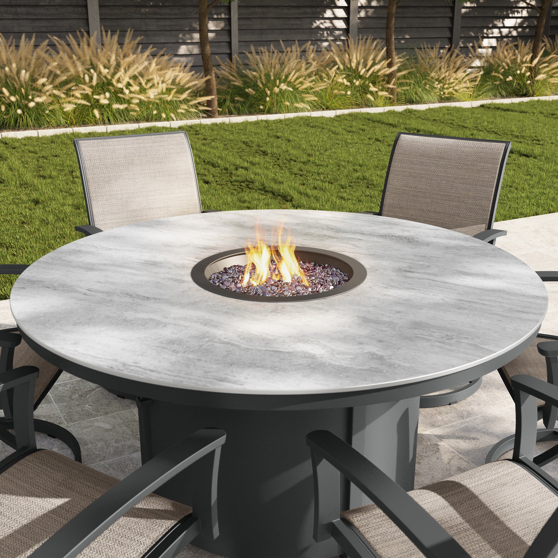 Agio Clearfield 7-piece Sling Fire Outdoor Patio Dining Set