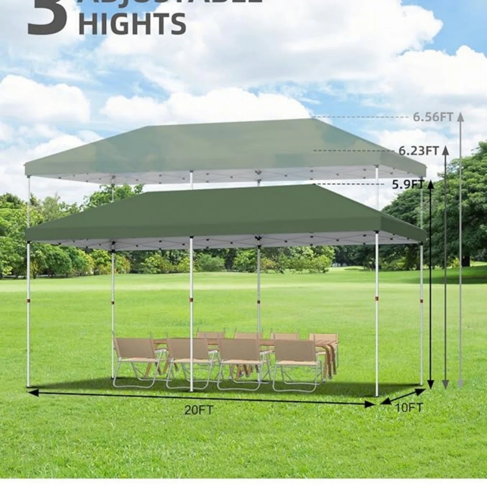 10' x 20' Pop Up Canopy Tent for Outdoor, Portable Instant Commercial Canopy for Patio, Backyard, Garden, Lawn, Outdoor Activities