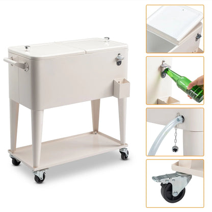 GoDecor Patio Cooler Cart Cold and Refreshing with this Convenient Rolling Cooler Cart,Rolling Cooler Cart