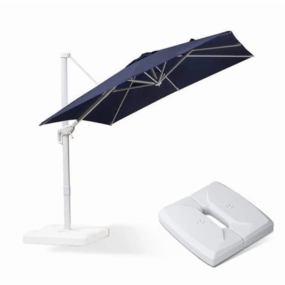 PURPLE LEAF 9 11.5 FT Patio Umbrella White Cantilever Offset Umbrella Rectangle Outdoor Umbrella with 360° Rotation for Garden Deck Pool, Beige