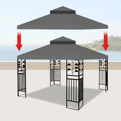 10x10 Ft Outdoor Patio Replacement Canopy Double Tiered Gazebo Tent Roof Top Cover Only Frame Not Include UV Protection Fade Resistant