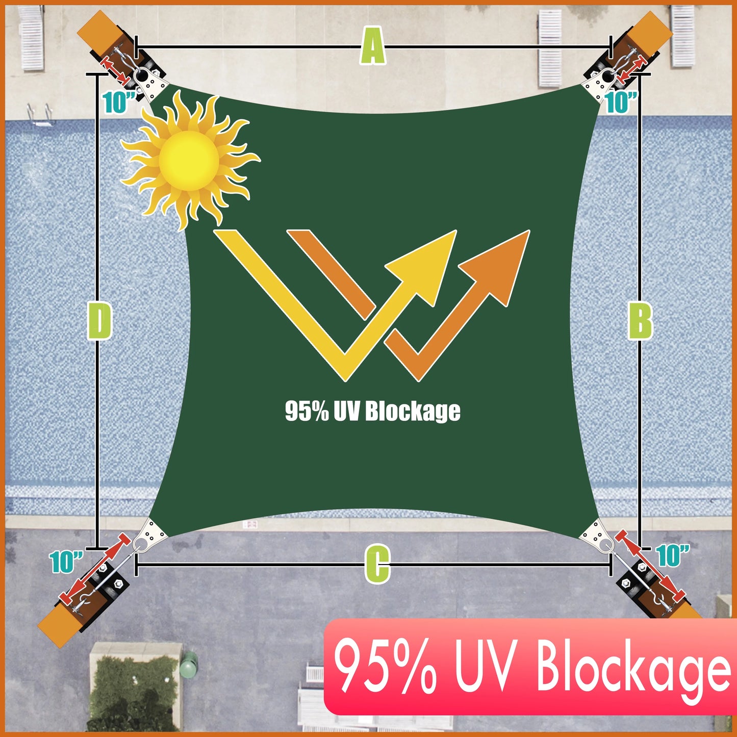 Colourtree 6' x 13' Green Super Ring Customized Size Order To Make Sun Shade Sail CTAWRN canopy Awning Shades for Patio-260 GSM-Commercial Standard Heavy Duty