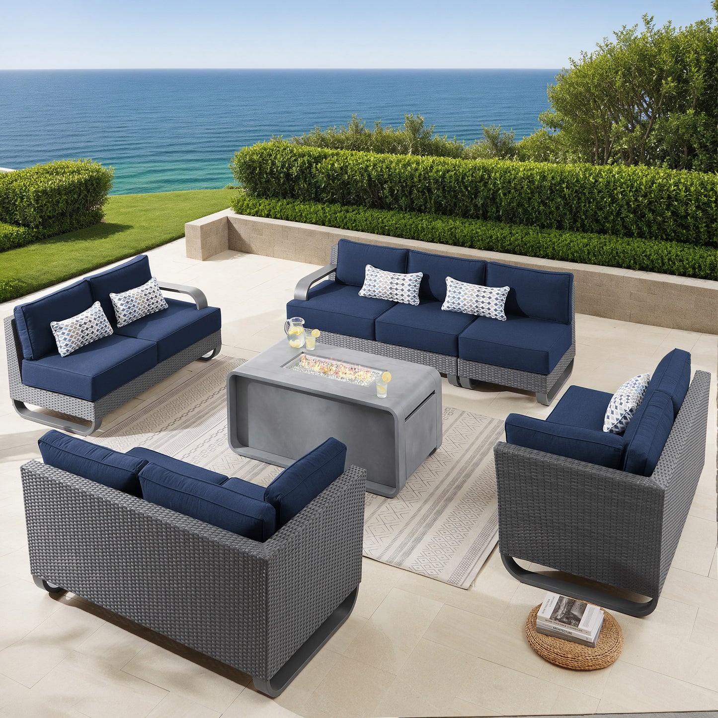 Sirio Pallazzo 6-piece Modular Fire Outdoor Patio Seating Set
