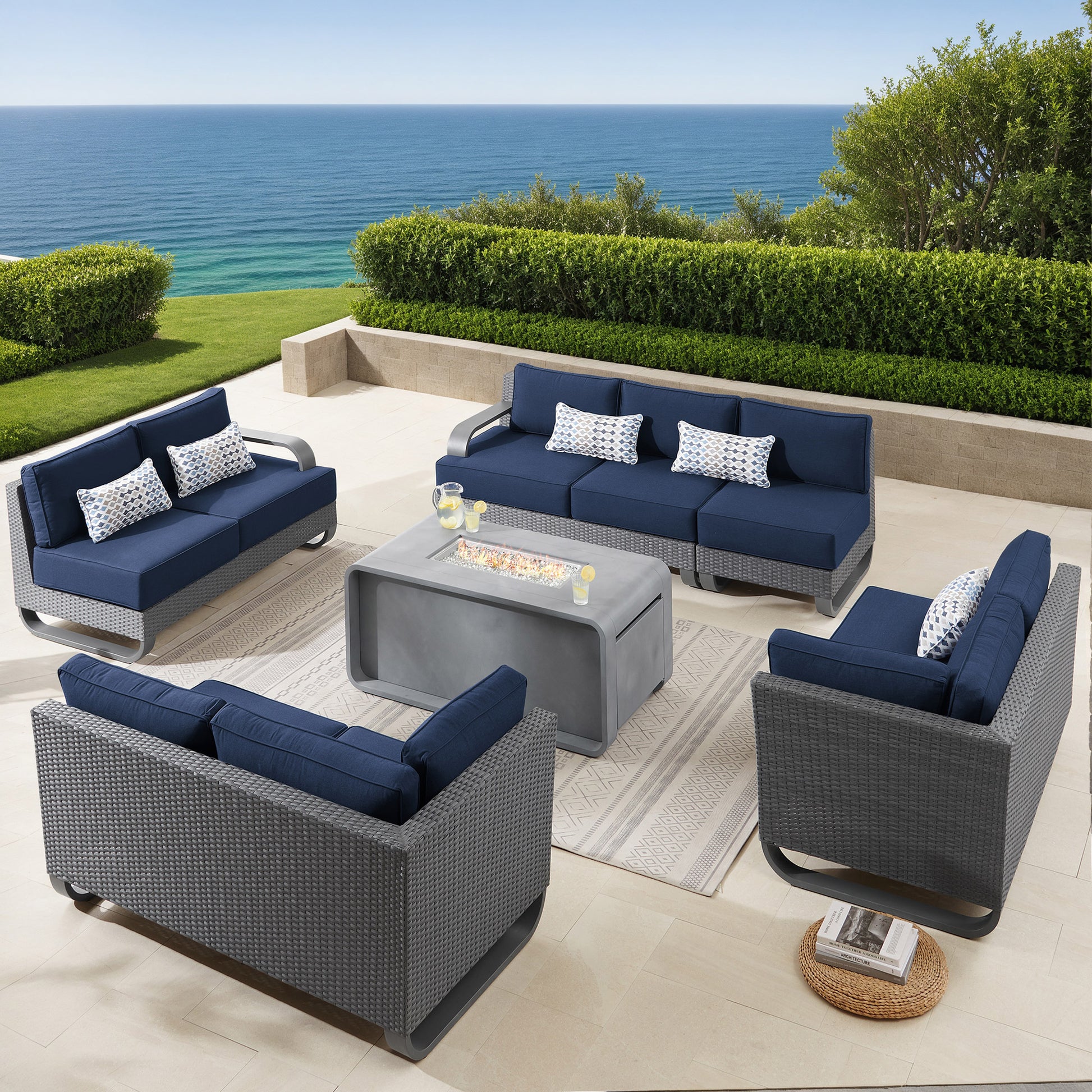 Sirio Pallazzo 6-piece Modular Fire Outdoor Patio Seating Set