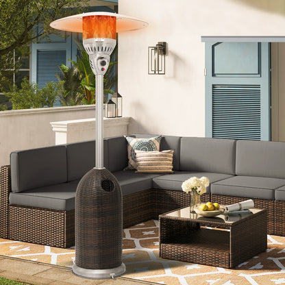 MoNiBloom 41,000 BTU Propane Patio Heater Outdoor Freestanding Heater with Rolling Wheels for Commercial & Residential Use, Silver