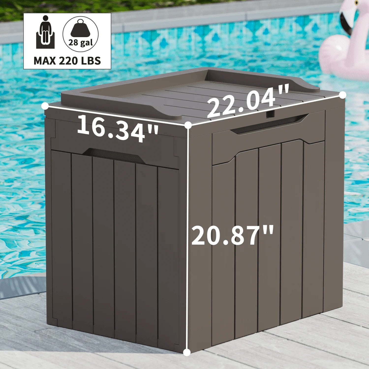 Vineego All-Weather 32 Gallon Patio Deck Box with Seat,Brown
