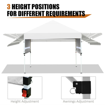 Patiojoy 10x17ft Pop up Canopy 3 Height Adjustment Folding Tent with Roller Bag White