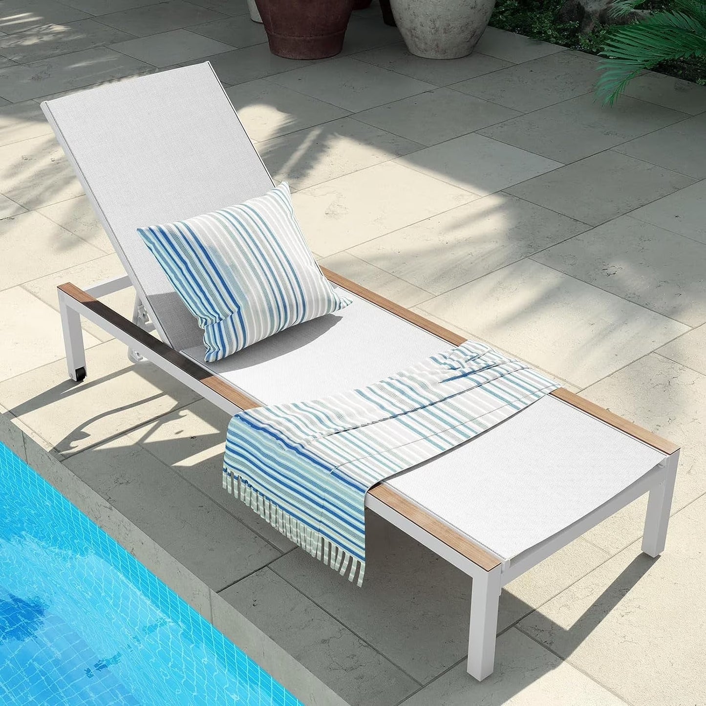Grand Patio Steel 4 Adjustable Position and Portable Wheels Outdoor Chaise Lounge - Set of 2