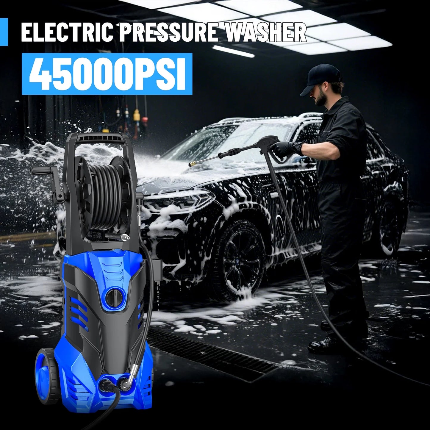 4500PSI Electric High Pressure Washer Machine 3.2 GPM 1800W w/Deck Patio Cleaner