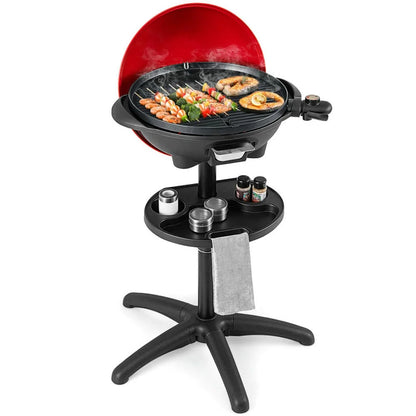 Aimee Lii 1350 W Outdoor Electric BBQ Grill with Removable Stand Easy to Install, Outdoor Cooking Kitchen for Backyard, Patio and Parties-Red