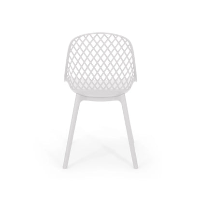 Noble House Lily Plastic Patio Dining Side Chair in White (Set of 4)