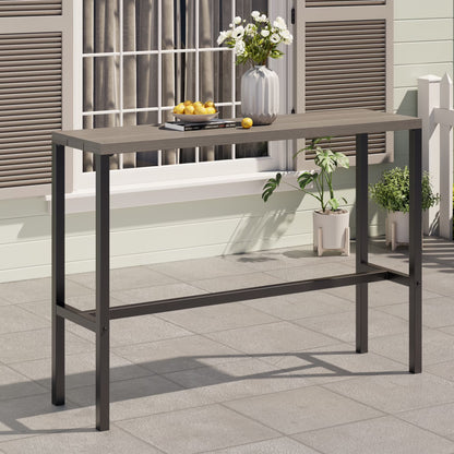 Vicllax Patio Rectangle Bar Table Metal Modern Style for Porch Garden (45.3"Lx13.8"Wx37.4"H)