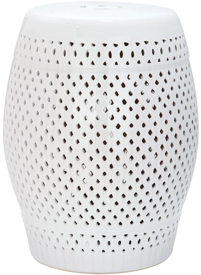 Safavieh Diamond Drum Indoor/Outdoor Garden Patio Stool, White