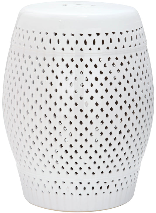Safavieh Diamond Drum Indoor/Outdoor Garden Patio Stool, White