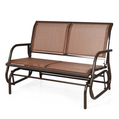 Gymax 48'' Outdoor Patio Swing Glider Bench Chair Loveseat Rocker Lounge Backyard Brown