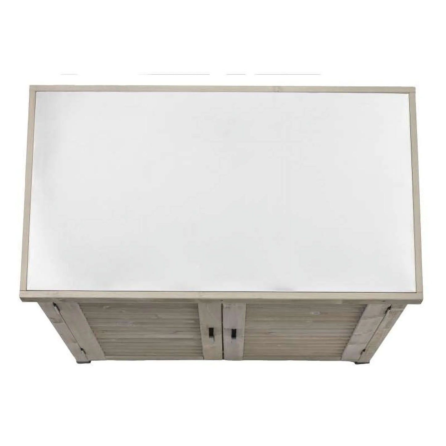 Potting Bench with Storage Cabinet and Metal Table Top for Outdoor Patio, Garden Furniture Wood Workstation Grey 31.5x17x36''