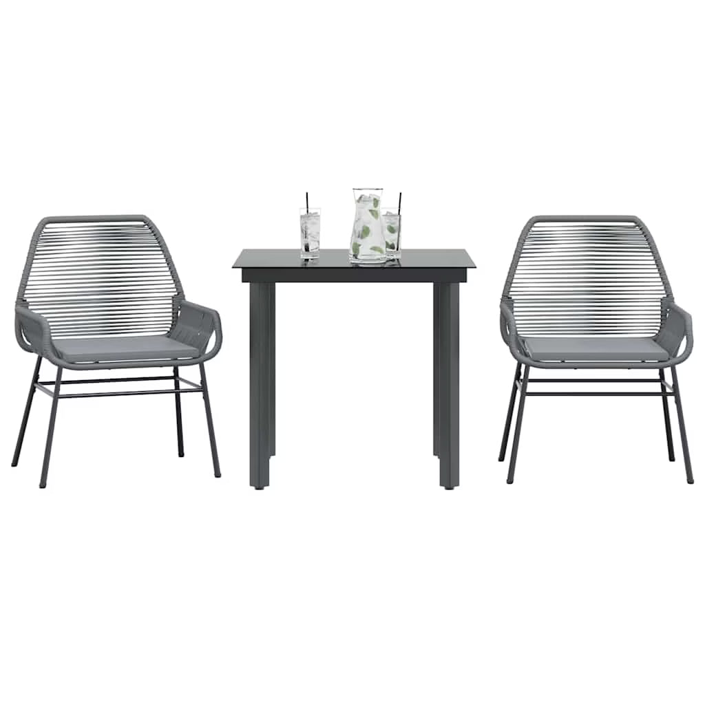 vidaXL 7 Piece Patio Dining Set with Cushions Black Poly Rattan Glass