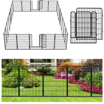 Jhsomdr Decorative Garden Fence 10 Panels Animal Barrier Fence 40" Height Metal No Dig Fence for Yard Patio