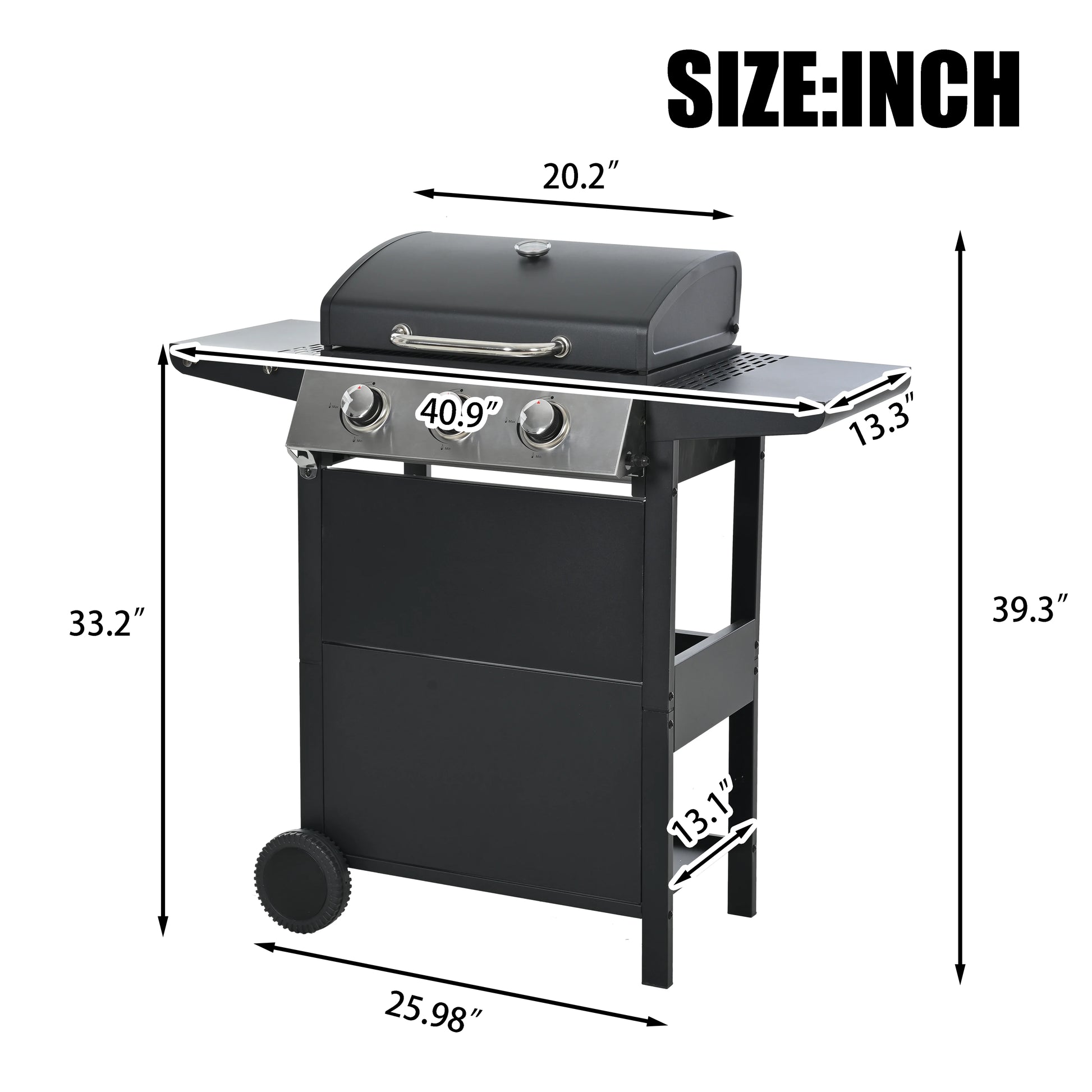 Qiushi 3-Burner Propane Gas Grill, 26,000 BTU Stainless Steel BBQ Grill with 2 Shelves & Thermometer, Outdoor Patio Grill with Electronic Ignition, Wheels & Bottle Opener – Durable & Even Heating