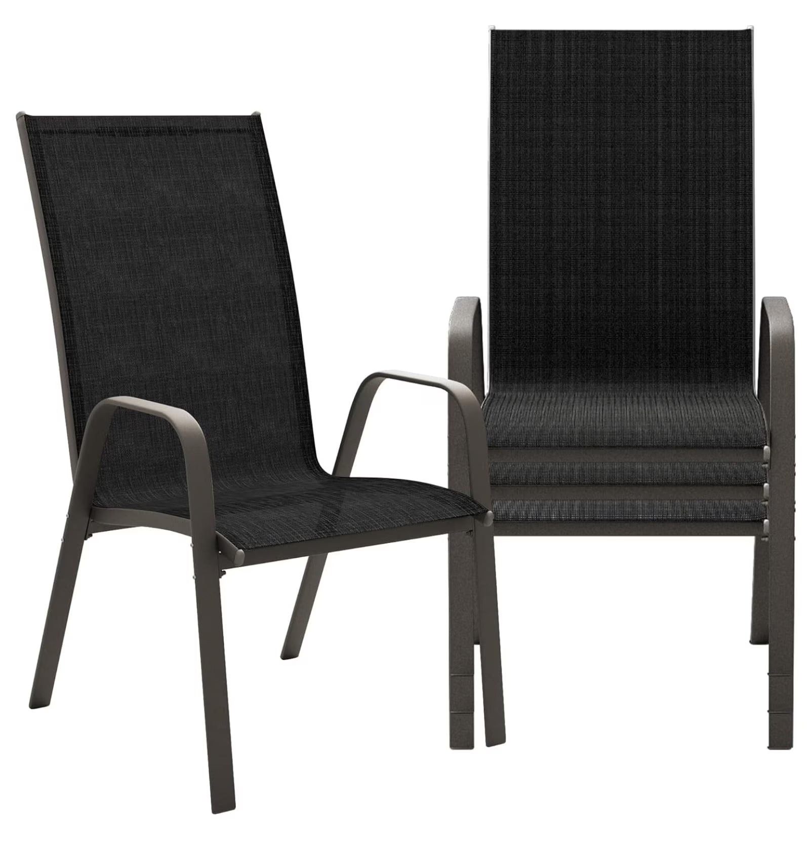 Patio Dining Chairs Set of 4, Outdoor Stackable Dining Furniture Set, All Weather Dining Set for Lawn, Garden, Backyard, Poolside, Black