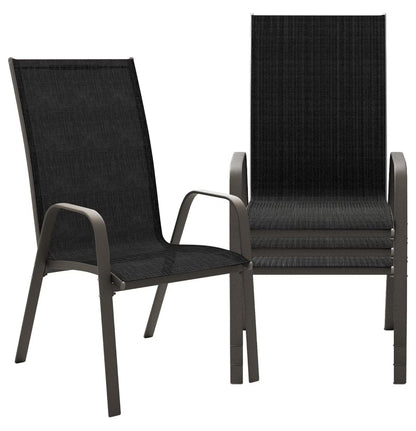 Patio Dining Chairs Set of 4, Outdoor Stackable Dining Furniture Set, All Weather Dining Set for Lawn, Garden, Backyard, Poolside, Black