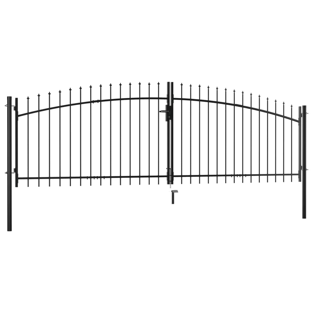 VidaXL Multi Sizes Double Door Fence Gate with Spear Top Outdoor Patio Barrier