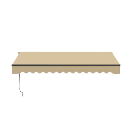ALEKO 13' x 10' Manual Retractable Grey White Stripes Patio Awning Sunshade