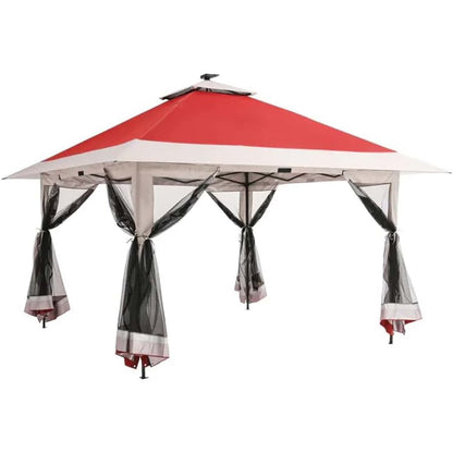 AOILE 13x13FT Pop-Up Patio Gazebo, Outdoor Canopy Tent with Mesh Walls, Double Roof & Carry Bag