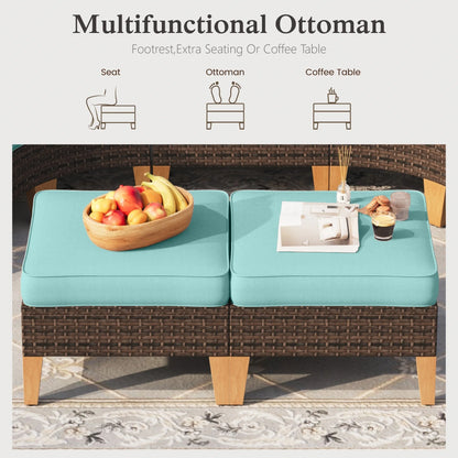 Sophia & William 7-Piece Outdoor Wicker Conversation Set Patio Furniture Set with Turquoise Cushions