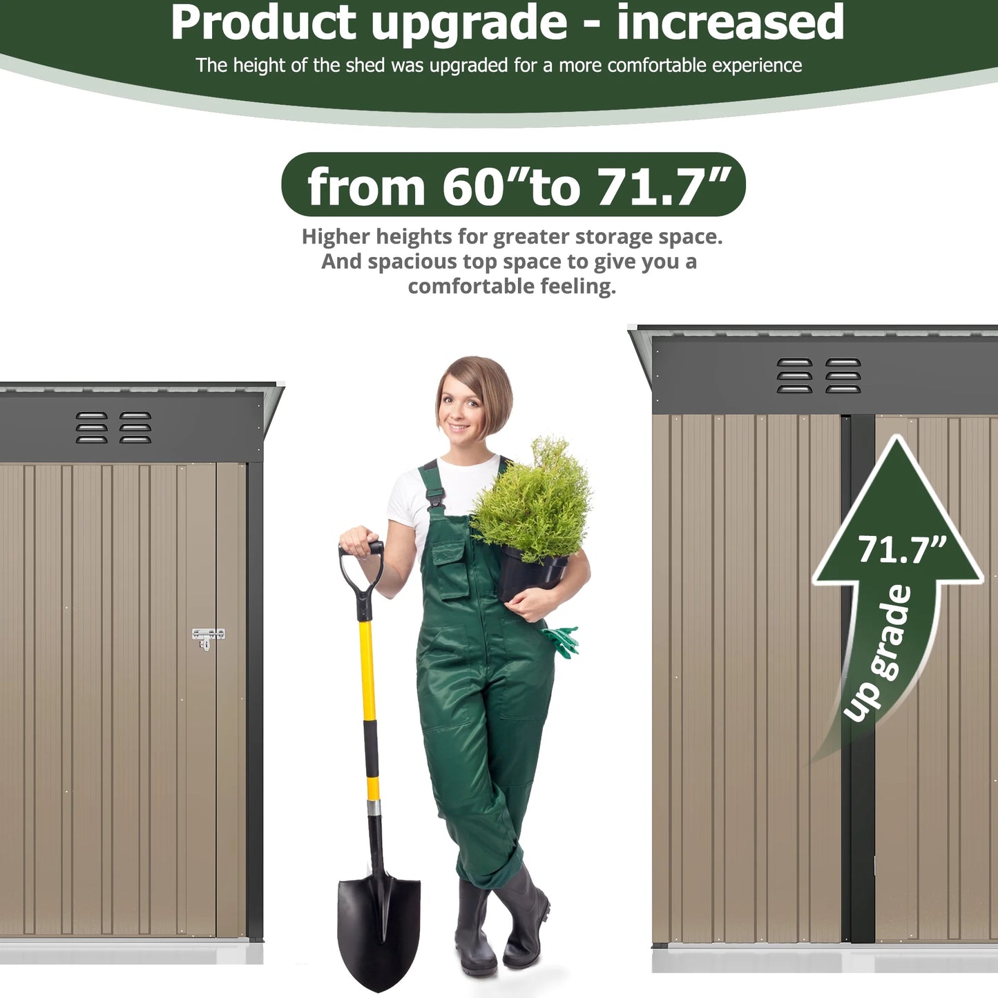 NETAJE 5'x3' Outdoor Metal Storage Shed with Updated Frame Structure and Lockable Doors for Backyard Garden Patio Lawn, Brown
