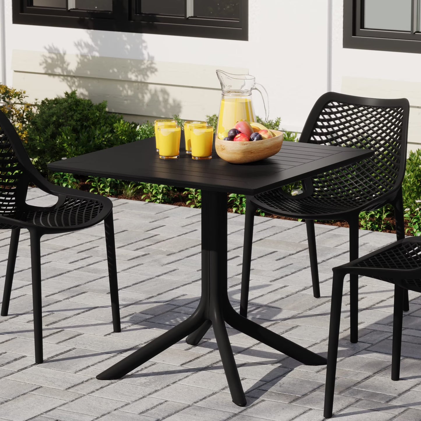 WestinTrends Playa 31.5" Square Outdoor Plastic Resin Patio Dining Table for 4, Red