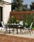Ataucjin Stackable Dining Chairs Set of 4, High-Back Patio Dining Chairs Set, Outdoor Chairs with Textilene Fabric & Metal Frame for Lawn Backyard Deck Garden
