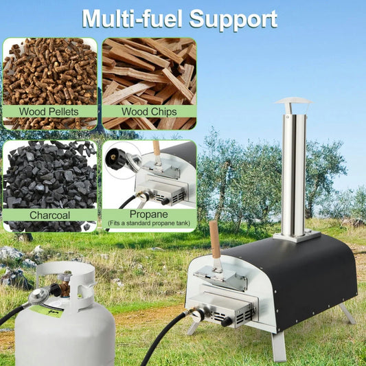 Topcobe Portable Multi-Fuel Pizza Oven with Pizza Stone and Pizza Peel, Cooking Space for Backyard, Patio and Parties