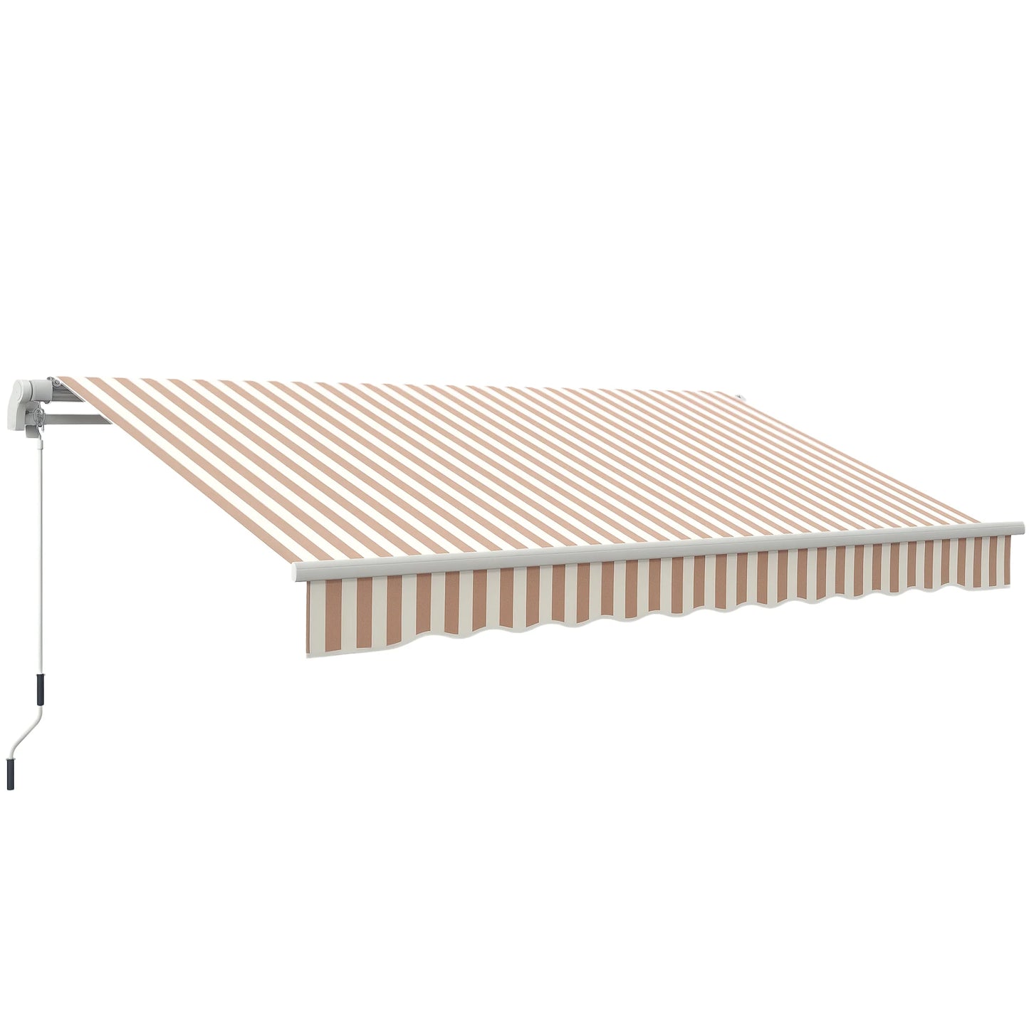Outsunny 12' x 10' Manual Retractable Awning Outdoor Sunshade Shelter for Patio, Balcony, Yard, with Adjustable & Versatile Design, Beige and White