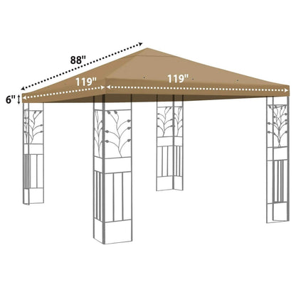 10x10 Gazebo Canopy Replacement Top - Single Tier Patio Cover Sunshade - Polyester Tan