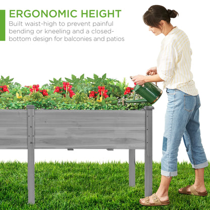 Best Choice Products 72x24x30in Raised Garden Bed, Elevated Wood Planter Box for Patio w/Divider Panel - Gray