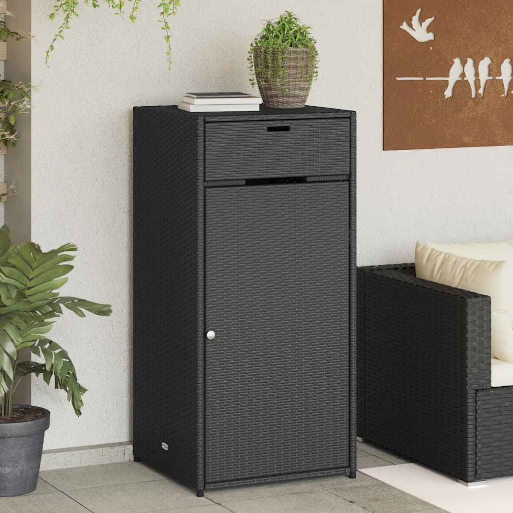vidaXL Patio Storage Cabinet, PE Rattan Beige, 21.70 x 21.70 x 43.70 in