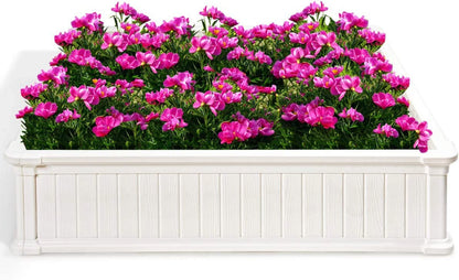 Tumis Raised Garden Bed, Planter for Flower Vegetables, Outdoor Plant Box Patio Backyard, Easy Assembly (48.5''Lx48.5''Wx12''H, White)