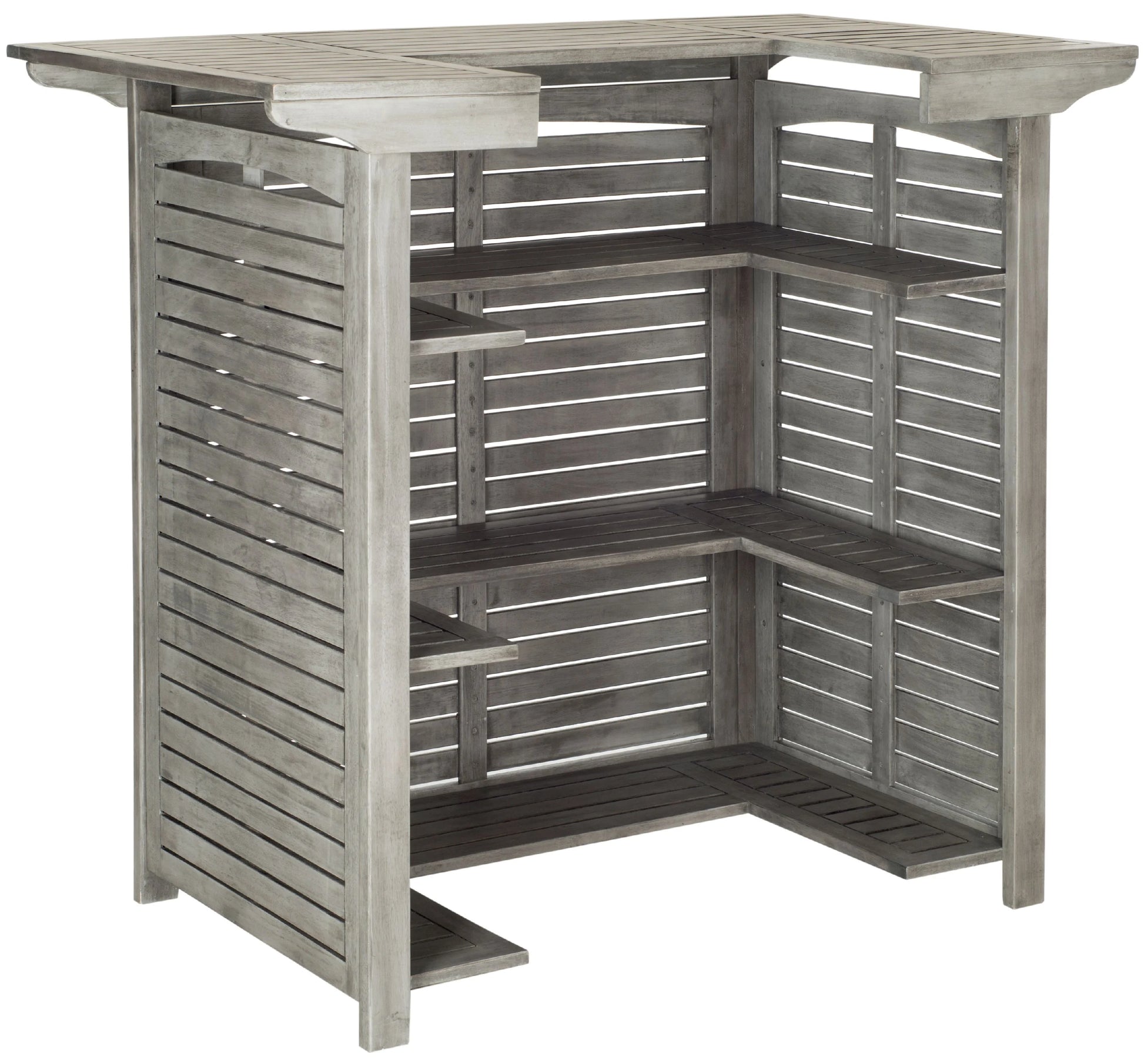 Safavieh 46? Rectangular Outdoor Pub Style Acacia Wood Patio Bar Table, Grey Wash