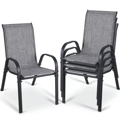 Arlopu 8Pcs Patio Dining Chairs Outdoor Stackable Armrest Chairs for Lawn Garden Backyard