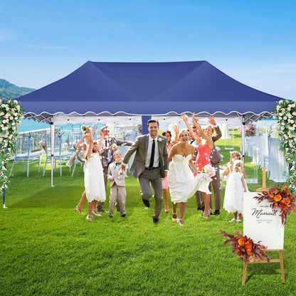 HOTEEL 10x20 Pop Up Canopy Tents for Parties, Outdoor Tent with Wheeled Bag & 4 Sandbags, Easy Setup Shelter Gazebo for Wedding, Patio Events, Commercial, Party -Waterproof and UV50+, Dark Blue