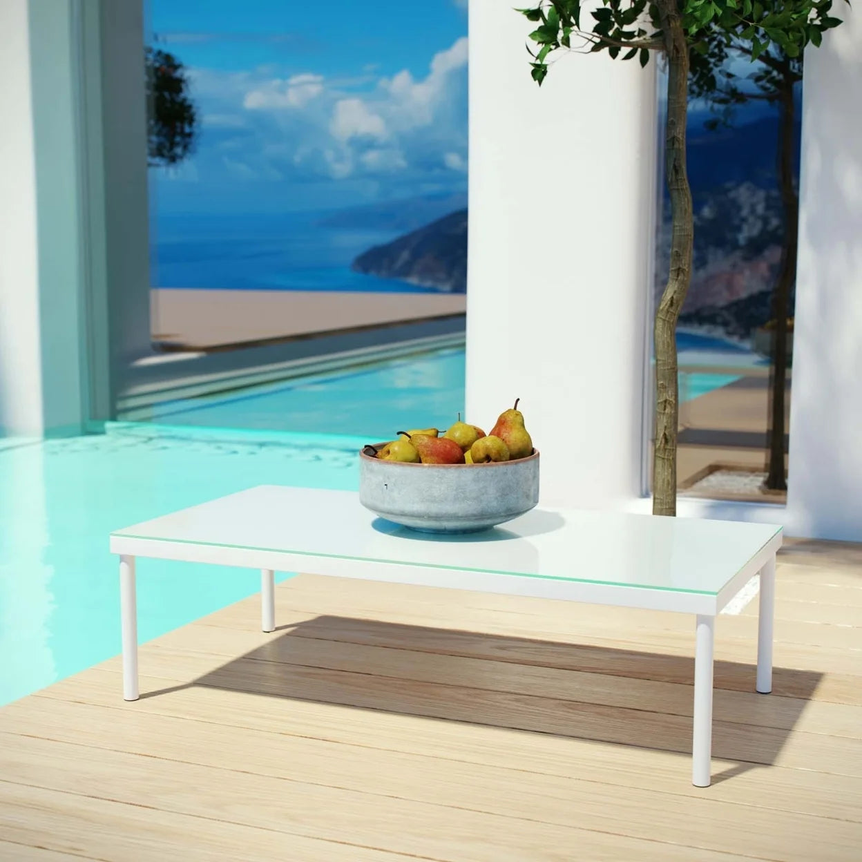 Modway Harmony Outdoor Patio Aluminum Coffee Table in White
