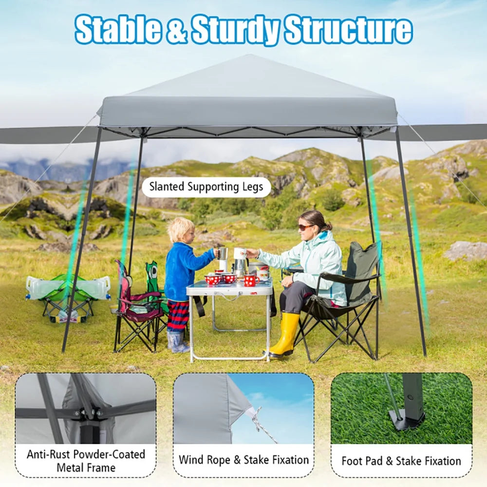 GVN Patio 10x10FT Instant Pop-up Canopy Folding Tent with Sidewalls and Awnings Outdoor-Gray, Full Waterproof Outdoor Party Event Tents for Outside Party Waterproof Tent BBQ Shelter