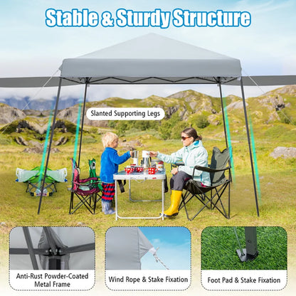 GVN Patio 10x10FT Instant Pop-up Canopy Folding Tent with Sidewalls and Awnings Outdoor-Gray, Full Waterproof Outdoor Party Event Tents for Outside Party Waterproof Tent BBQ Shelter