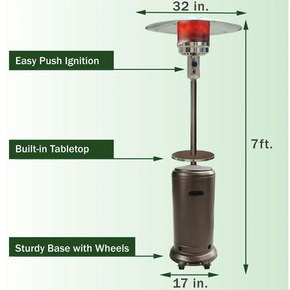 Hanover 7-Ft. 48,000 BTU Steel Umbrella Propane Patio Heater in Black